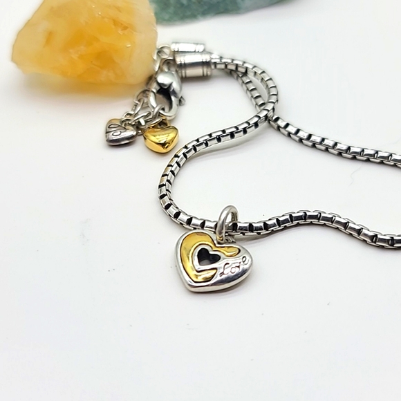 🎉HP🥳 Brighton "GOLDEN SPRING" Two-Tone Chain Bracelet w "Love" Heart Charm! - Picture 4 of 9